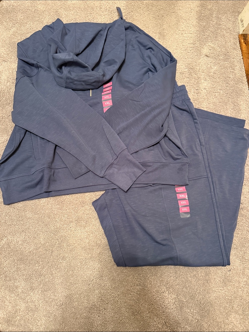 Cozy Women's Gray Blue Pajama Set with Hoodie